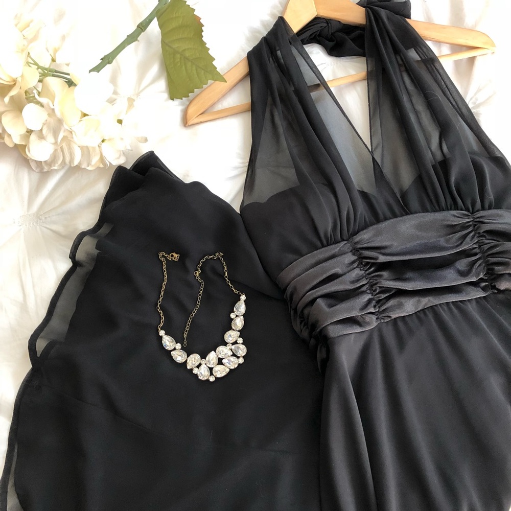 Chiffon & Satin Black Cocktail Dress